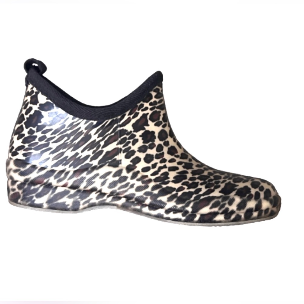 Capella Women’s Leopard Print Ankle Rain Boots Tan‎ Brown  and Black